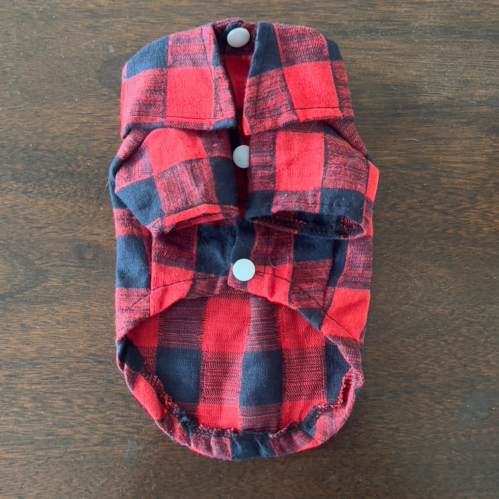 Black and Red Plaid Shirt for Small/Toy Dog